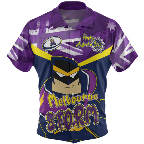Melbourne Storm Hawaiian Shirt - Happy Australia Day We Are One And Free