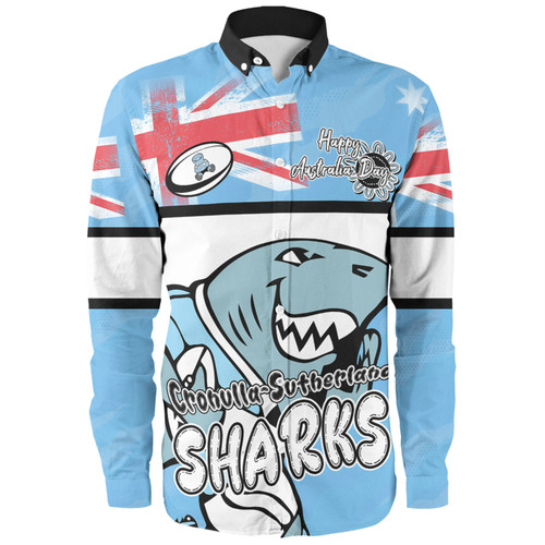 Cronulla-Sutherland Sharks Long Sleeve Shirt - Happy Australia Day We Are One And Free