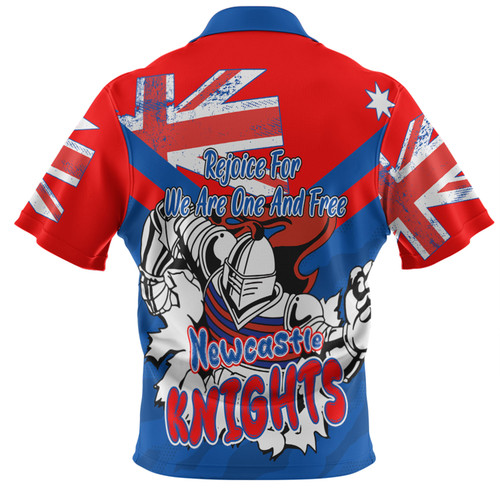 Newcastle Knights Polo Shirt - Happy Australia Day We Are One And Free Newcastle Knights Polo Shirt - Happy Australia Day We Are One And Free