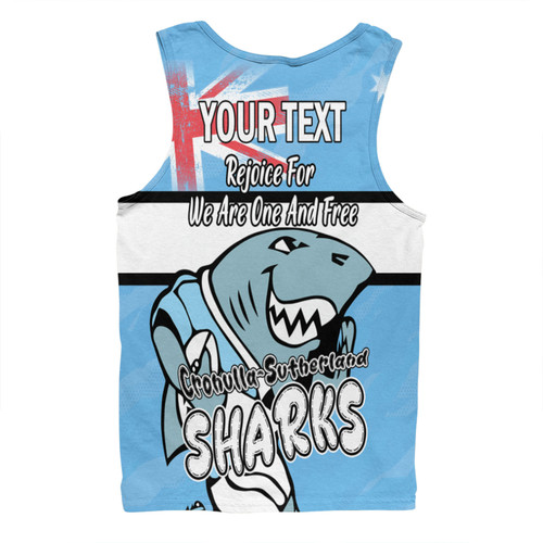 Cronulla-Sutherland Sharks Men Singlet - Happy Australia Day We Are One And Free Cronulla-Sutherland Sharks Men Singlet - Happy Australia Day We Are One And Free