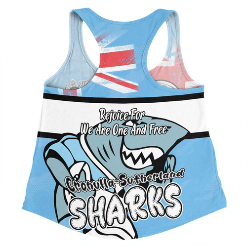 Cronulla-Sutherland Sharks Women Racerback Singlet - Happy Australia Day We Are One And Free Cronulla-Sutherland Sharks Women Racerback Singlet - Happy Australia Day We Are One And Free