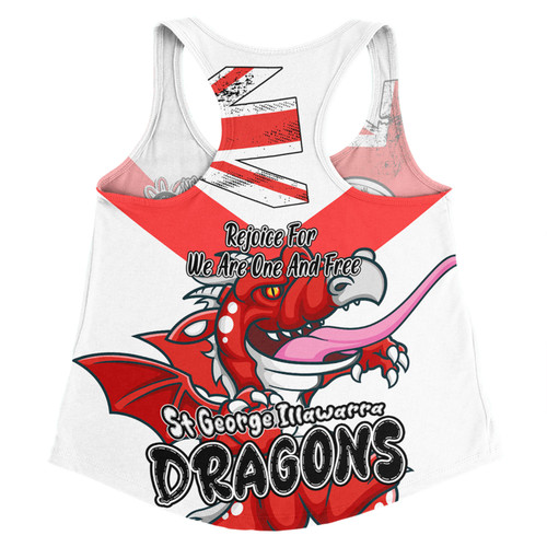 St. George Illawarra Dragons Women Racerback Singlet - Happy Australia Day We Are One And Free