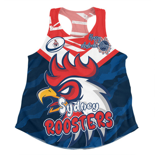 Sydney Roosters Women Racerback Singlet - Happy Australia Day We Are One And Free