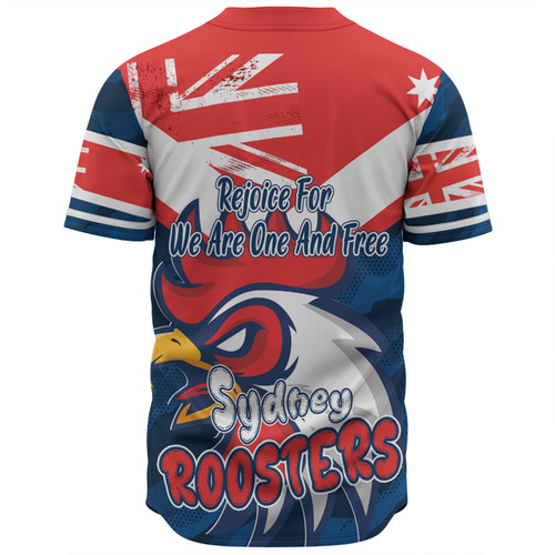 Sydney Roosters Baseball Shirt - Happy Australia Day We Are One And Free Sydney Roosters Baseball Shirt - Happy Australia Day We Are One And Free