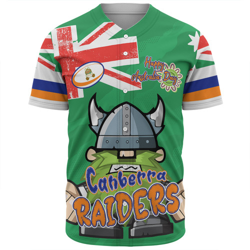 Canberra Raiders Baseball Shirt - Happy Australia Day We Are One And Free