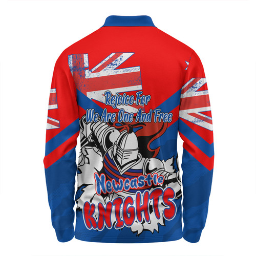 Newcastle Knights Long Sleeve Polo Shirt - Happy Australia Day We Are One And Free Newcastle Knights Long Sleeve Polo Shirt - Happy Australia Day We Are One And Free