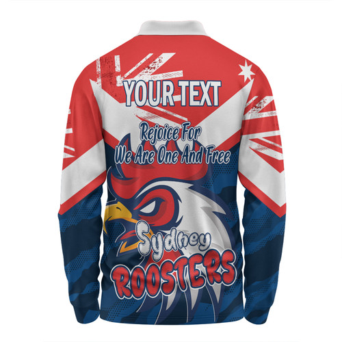 Sydney Roosters Long Sleeve Polo Shirt - Happy Australia Day We Are One And Free Sydney Roosters Long Sleeve Polo Shirt - Happy Australia Day We Are One And Free