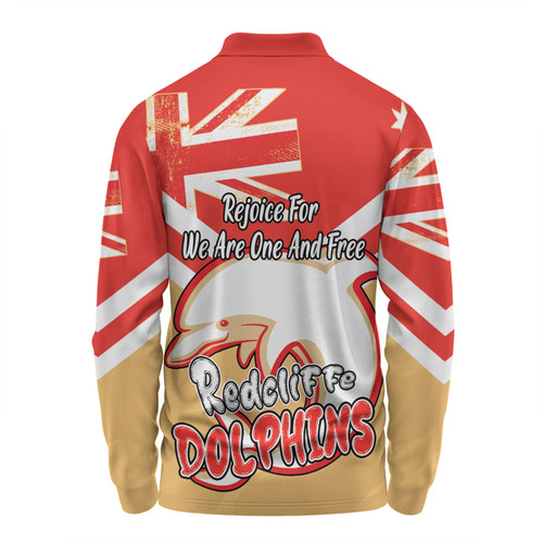 Redcliffe Dolphins Long Sleeve Polo Shirt - Happy Australia Day We Are One And Free Redcliffe Dolphins Long Sleeve Polo Shirt - Happy Australia Day We Are One And Free