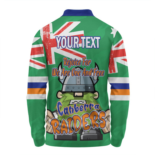 Canberra Raiders Long Sleeve Polo Shirt - Happy Australia Day We Are One And Free Canberra Raiders Long Sleeve Polo Shirt - Happy Australia Day We Are One And Free