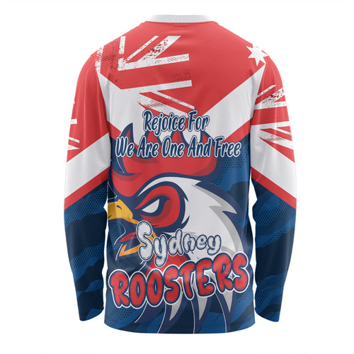 Sydney Roosters Long Sleeve T-shirt - Happy Australia Day We Are One And Free Sydney Roosters Long Sleeve T-shirt - Happy Australia Day We Are One And Free