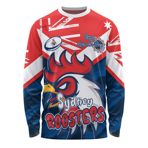 Sydney Roosters Long Sleeve T-shirt - Happy Australia Day We Are One And Free