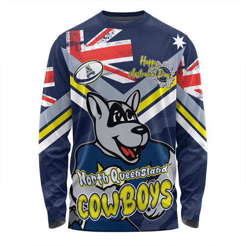 North Queensland Cowboys Long Sleeve T-shirt - Happy Australia Day We Are One And Free