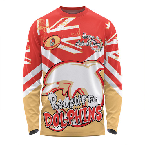 Redcliffe Dolphins Long Sleeve T-shirt - Happy Australia Day We Are One And Free