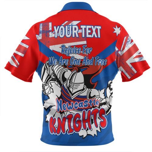 Newcastle Knights Zip Polo Shirt - Happy Australia Day We Are One And Free Newcastle Knights Zip Polo Shirt - Happy Australia Day We Are One And Free