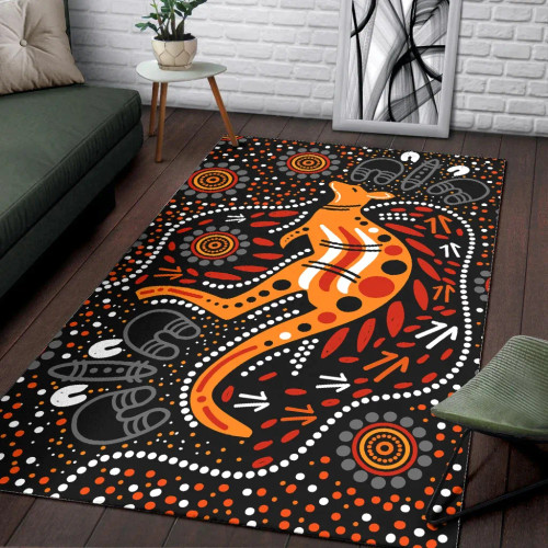 Australia Aboriginal Area Rug - Indigenous Aboriginal Kangaroo Dot Painting 2 Australia Aboriginal Area Rug - Indigenous Aboriginal Kangaroo Dot Painting 2