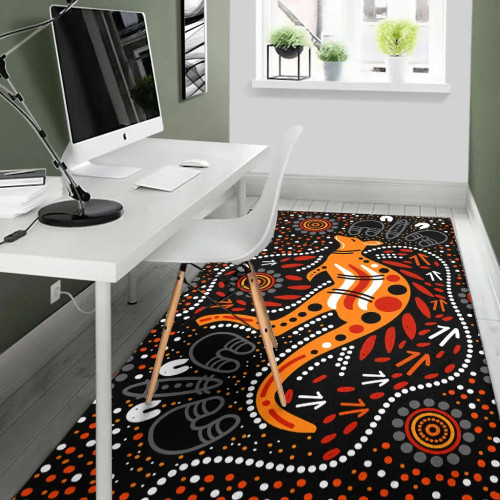 Australia Aboriginal Area Rug - Indigenous Aboriginal Kangaroo Dot Painting 2 Australia Aboriginal Area Rug - Indigenous Aboriginal Kangaroo Dot Painting 2