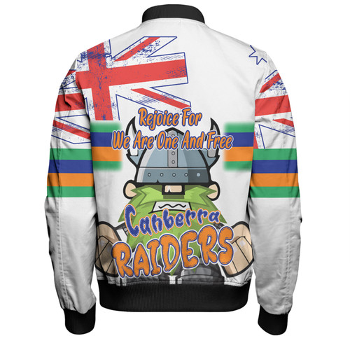 Canberra Raiders Bomber Jacket - Happy Australia Day We Are One And Free V2 Canberra Raiders Bomber Jacket - Happy Australia Day We Are One And Free V2