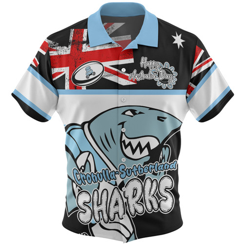 Cronulla-Sutherland Sharks Hawaiian Shirt - Happy Australia Day We Are One And Free V2