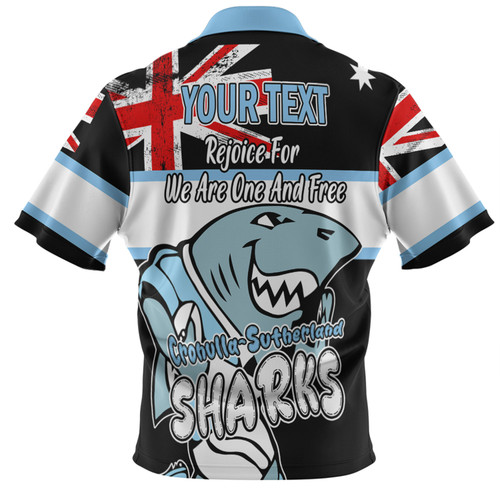 Cronulla-Sutherland Sharks Hawaiian Shirt - Happy Australia Day We Are One And Free V2 Cronulla-Sutherland Sharks Hawaiian Shirt - Happy Australia Day We Are One And Free V2