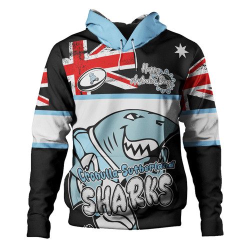 Cronulla-Sutherland Sharks Hoodie - Happy Australia Day We Are One And Free V2