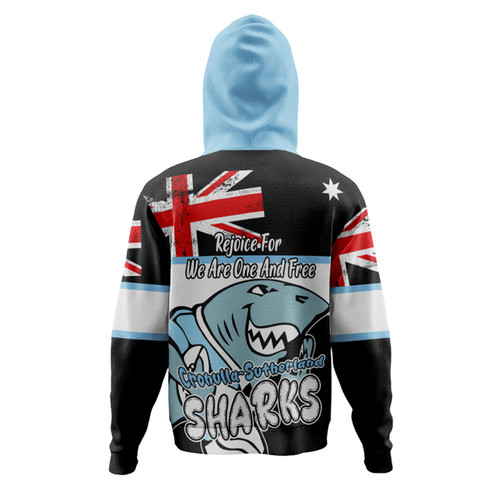 Cronulla-Sutherland Sharks Hoodie - Happy Australia Day We Are One And Free V2 Cronulla-Sutherland Sharks Hoodie - Happy Australia Day We Are One And Free V2