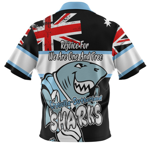 Cronulla-Sutherland Sharks Polo Shirt - Happy Australia Day We Are One And Free V2 Cronulla-Sutherland Sharks Polo Shirt - Happy Australia Day We Are One And Free V2