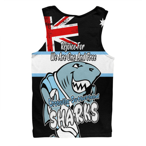 Cronulla-Sutherland Sharks Men Singlet - Happy Australia Day We Are One And Free V2 Cronulla-Sutherland Sharks Men Singlet - Happy Australia Day We Are One And Free V2