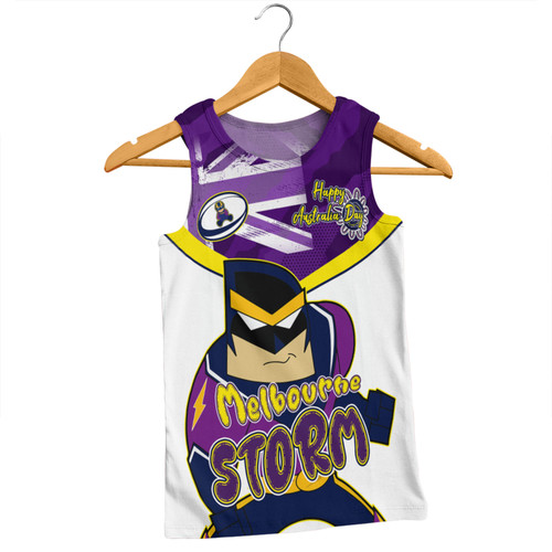 Melbourne Storm Men Singlet - Happy Australia Day We Are One And Free V2