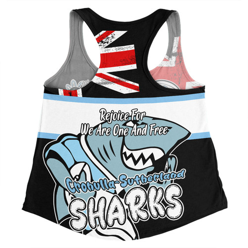 Cronulla-Sutherland Sharks Women Racerback Singlet - Happy Australia Day We Are One And Free V2 Cronulla-Sutherland Sharks Women Racerback Singlet - Happy Australia Day We Are One And Free V2