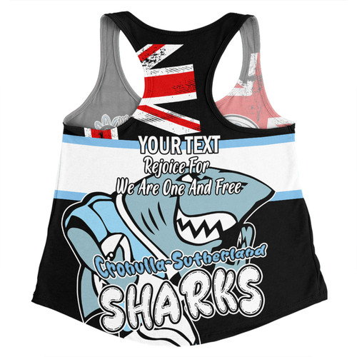 Cronulla-Sutherland Sharks Women Racerback Singlet - Happy Australia Day We Are One And Free V2 Cronulla-Sutherland Sharks Women Racerback Singlet - Happy Australia Day We Are One And Free V2