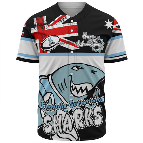 Cronulla-Sutherland Sharks Baseball Shirt - Happy Australia Day We Are One And Free V2