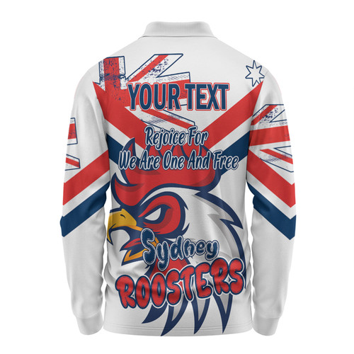 Sydney Roosters Long Sleeve Polo Shirt - Happy Australia Day We Are One And Free V2 Sydney Roosters Long Sleeve Polo Shirt - Happy Australia Day We Are One And Free V2