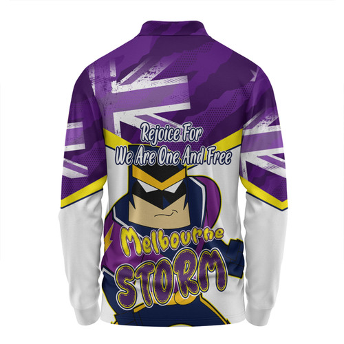 Melbourne Storm Long Sleeve Polo Shirt - Happy Australia Day We Are One And Free V2 Melbourne Storm Long Sleeve Polo Shirt - Happy Australia Day We Are One And Free V2