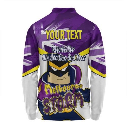Melbourne Storm Long Sleeve Polo Shirt - Happy Australia Day We Are One And Free V2 Melbourne Storm Long Sleeve Polo Shirt - Happy Australia Day We Are One And Free V2