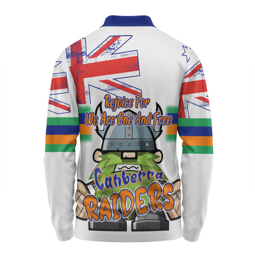 Canberra Raiders Long Sleeve Polo Shirt - Happy Australia Day We Are One And Free V2 Canberra Raiders Long Sleeve Polo Shirt - Happy Australia Day We Are One And Free V2