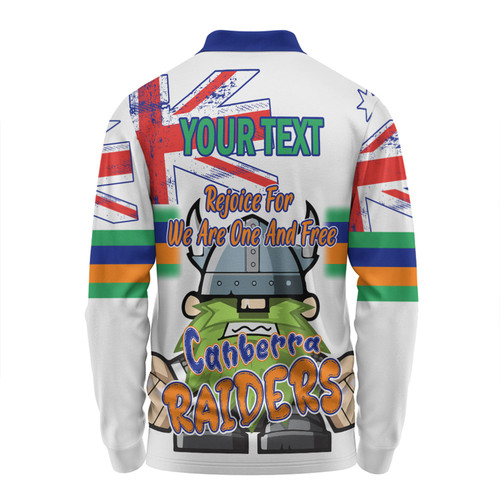 Canberra Raiders Long Sleeve Polo Shirt - Happy Australia Day We Are One And Free V2 Canberra Raiders Long Sleeve Polo Shirt - Happy Australia Day We Are One And Free V2
