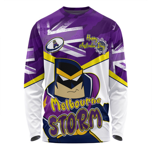 Melbourne Storm Long Sleeve T-shirt - Happy Australia Day We Are One And Free V2