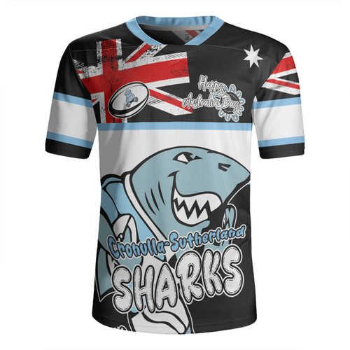 Cronulla-Sutherland Sharks Rugby Jersey - Happy Australia Day We Are One And Free V2