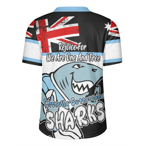 Cronulla-Sutherland Sharks Rugby Jersey - Happy Australia Day We Are One And Free V2 Cronulla-Sutherland Sharks Rugby Jersey - Happy Australia Day We Are One And Free V2