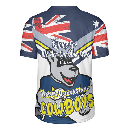 North Queensland Cowboys Rugby Jersey - Happy Australia Day We Are One And Free V2 North Queensland Cowboys Rugby Jersey - Happy Australia Day We Are One And Free V2