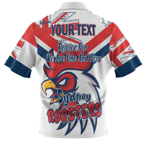 Sydney Roosters Zip Polo Shirt - Happy Australia Day We Are One And Free V2 Sydney Roosters Zip Polo Shirt - Happy Australia Day We Are One And Free V2