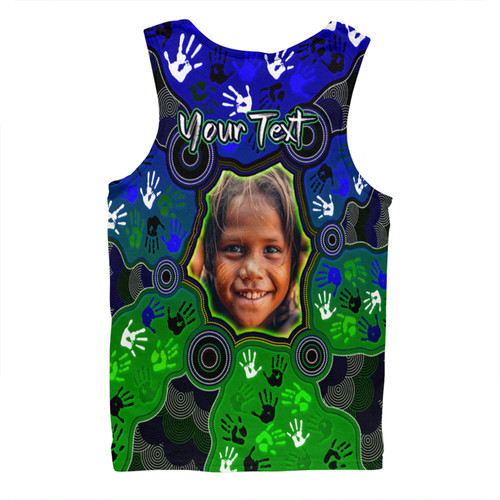 Australia Torres Strait Islands Custom Men Singlet - Aboriginal Dot Art Indigenous Handprints Personalised Photo Men Singlet Australia Torres Strait Islands Custom Men Singlet - Aboriginal Dot Art Indigenous Handprints Personalised Photo Men Singlet