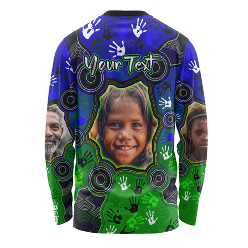 Australia Torres Strait Islands Custom Long Sleeve T-shirt - Aboriginal Dot Art Indigenous Handprints Personalised Photo Long Sleeve T-shirt Australia Torres Strait Islands Custom Long Sleeve T-shirt - Aboriginal Dot Art Indigenous Handprints Personalised Photo Long Sleeve T-shirt
