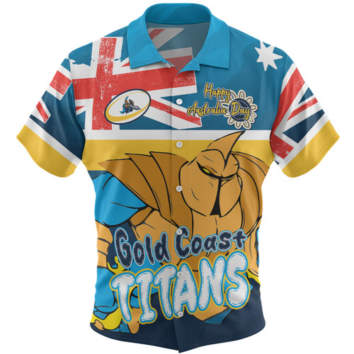 Gold Coast Titans Hawaiian Shirt - Happy Australia Day We Are One And Free