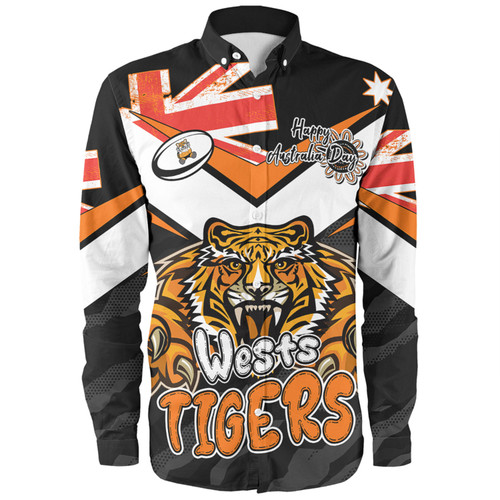 Wests Tigers Long Sleeve Shirt - Happy Australia Day We Are One And Free