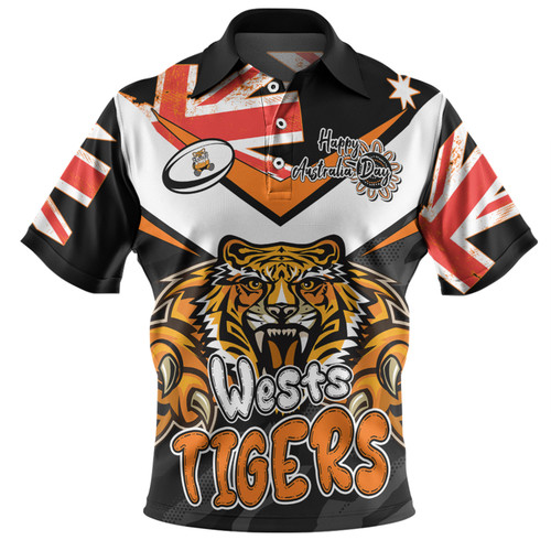 Wests Tigers Polo Shirt - Happy Australia Day We Are One And Free