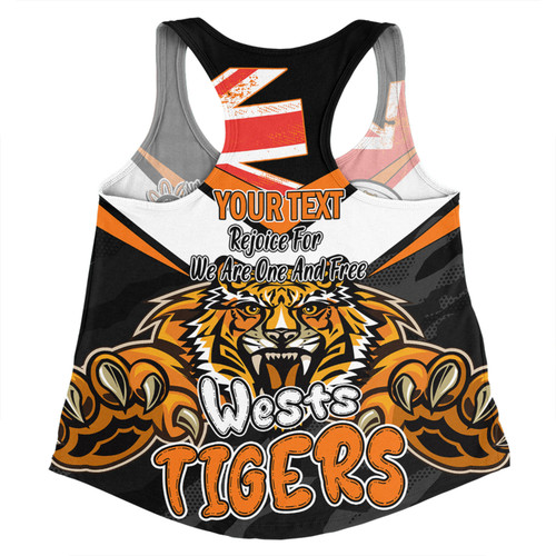 Wests Tigers Women Racerback Singlet - Happy Australia Day We Are One And Free Wests Tigers Women Racerback Singlet - Happy Australia Day We Are One And Free