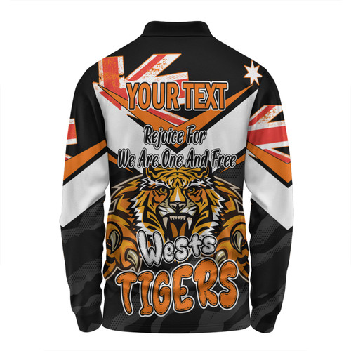 Wests Tigers Long Sleeve Polo Shirt - Happy Australia Day We Are One And Free
