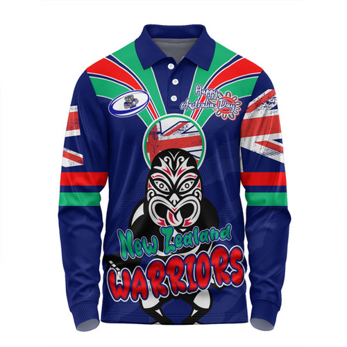 New Zealand Warriors Long Sleeve Polo Shirt - Happy Australia Day We Are One And Free