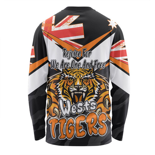 Wests Tigers Long Sleeve T-shirt - Happy Australia Day We Are One And Free